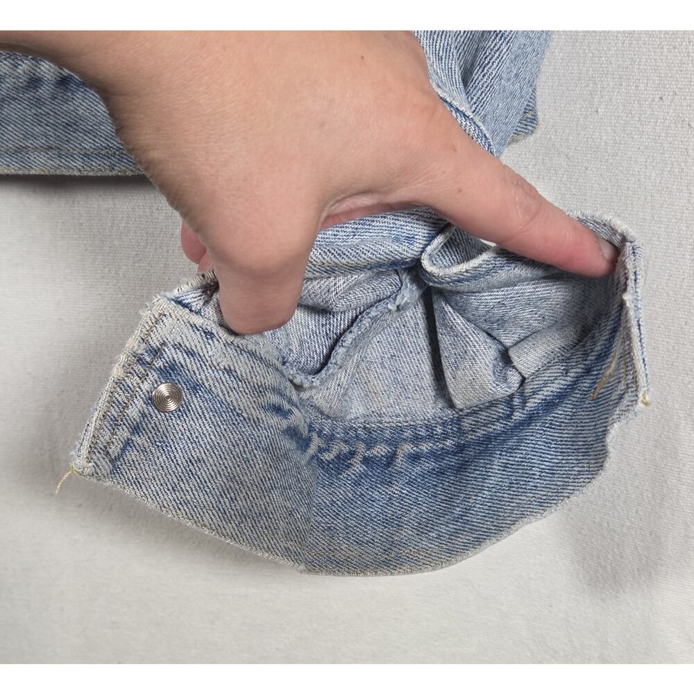 Vintage 90s YES Clothing Co Aztec Denim Trucker Jacket - Boxy Cropped L/XL - Picture 7 of 16